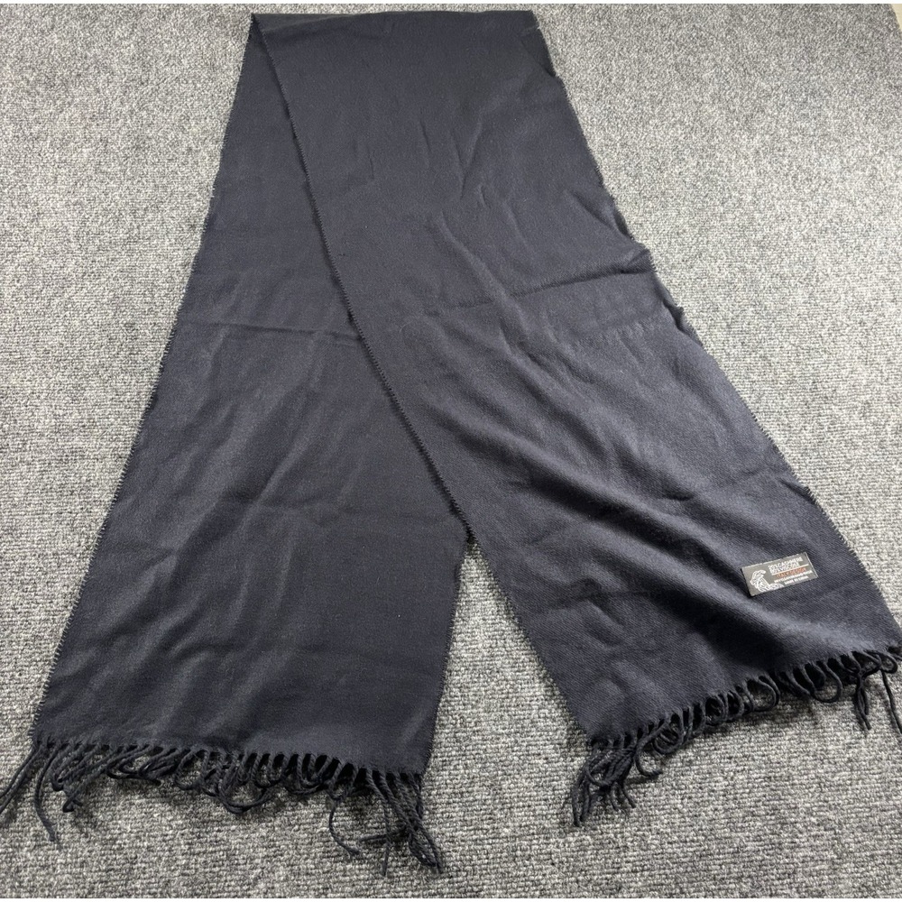 Italy Design Scarf Unisex OS Black Cashmere Viscose Blend Fringe Winter Neckwear